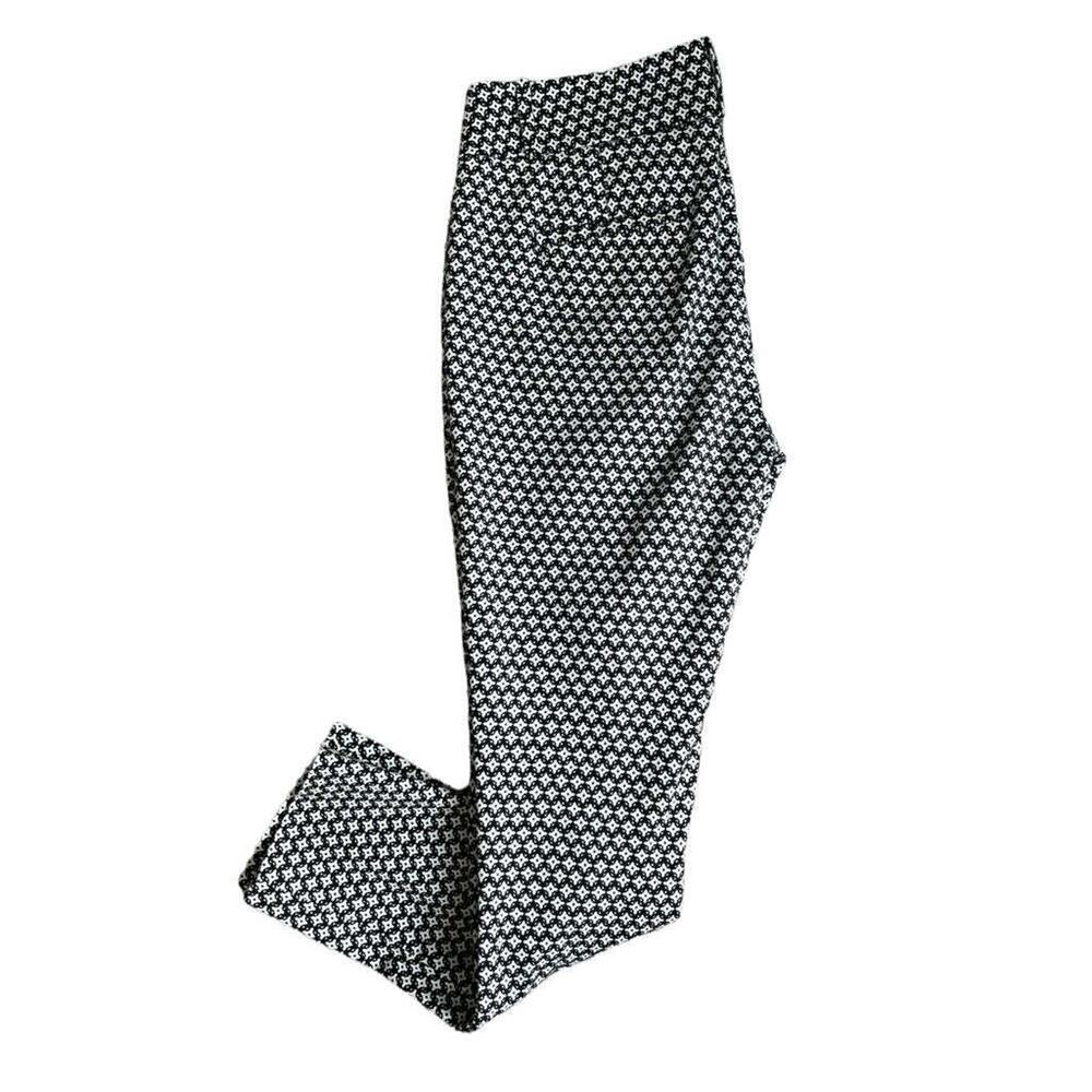 4 LOFT Marisa Skinny Diamond Pattern Pants Black White